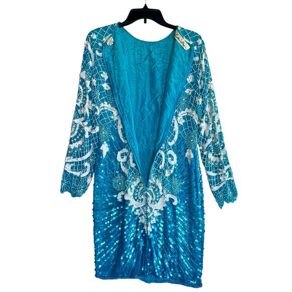Lillie Rubin VTG Beaded Silk Sheath Dress Vintage Sequins - Picture 8 of 12